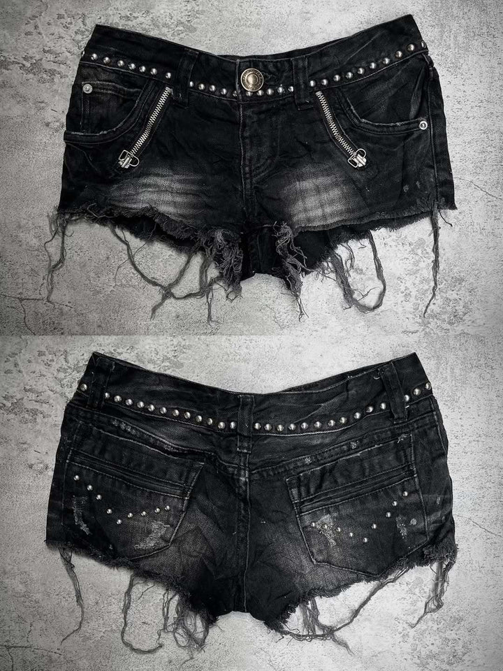 Dame Modeødelagt Denim-Shorts med Nitter Skovae