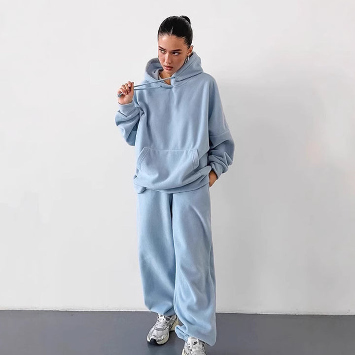 Dame behagelig fleece-hoodie og joggingbukser sæt Stilla