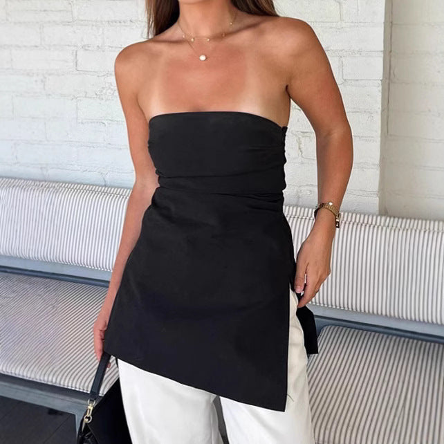 Dame Strapless top med figursyet pasform og sidelægning detalje Stilla