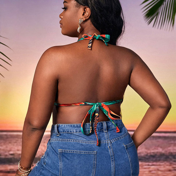 Dame triangel-bikini med blomstret design Skovae