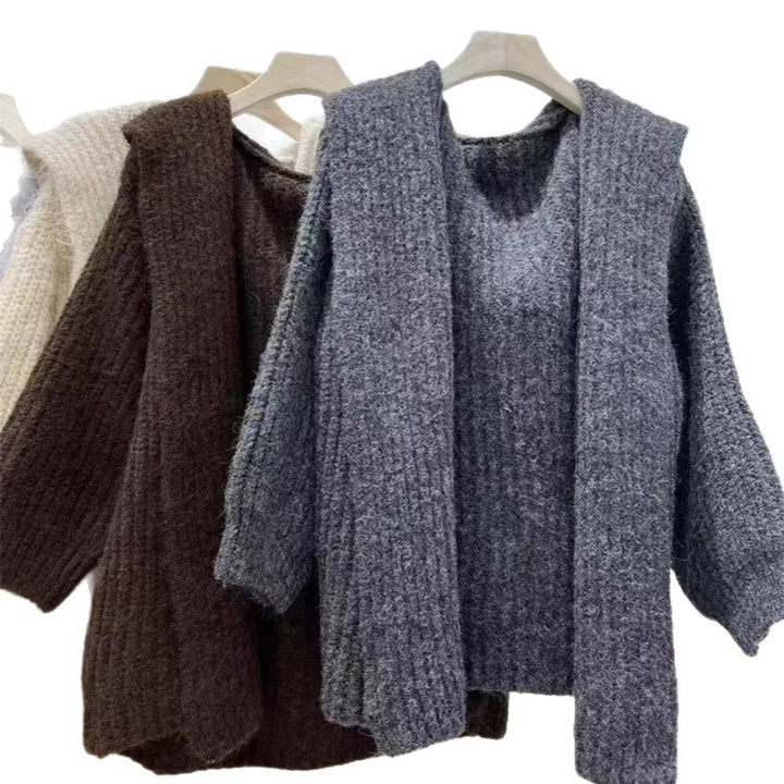 Kvinders hyggelige oversized hoodie-cardigan med dyb V-hals og løs pasform Stilla