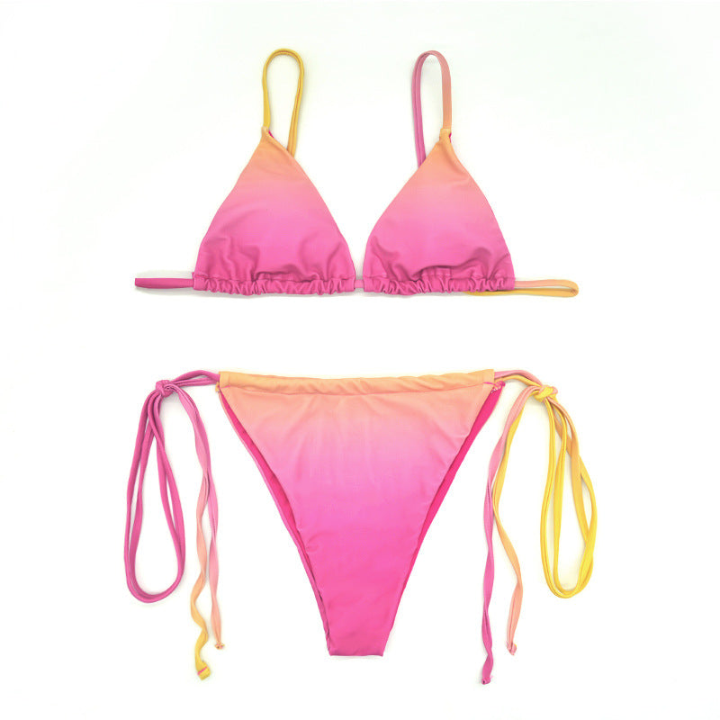 Dame triangel-bikini med trendy ombre-design Skovae