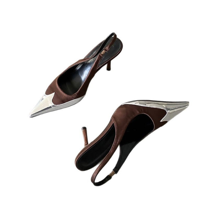 Dame Slingback Pumper med elegant metallic spids og buet design Stilla