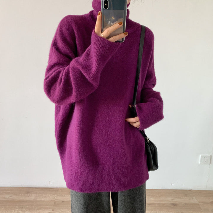 Femme Cozy Oversized Halsbånd Pullover Sweater Stilla