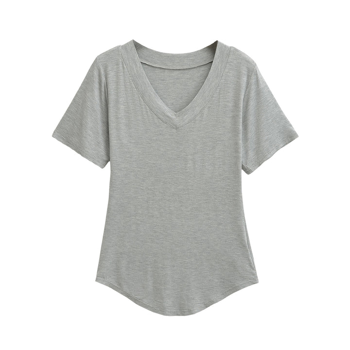 Dame V-hals T-shirt i åndbart jersey-stof Stilla