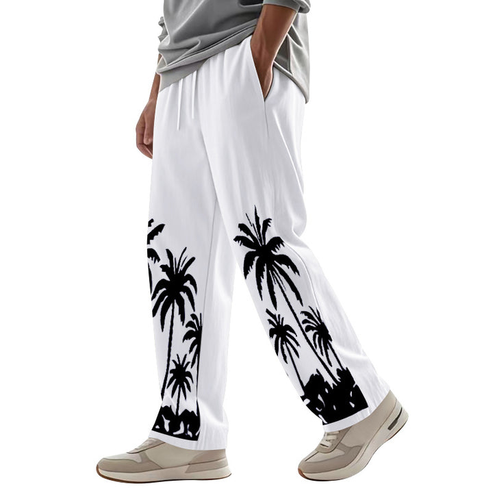 Herre casual joggingbukser med palmemotiv og elastisk talje Stilla