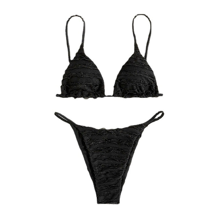 Dame triangel-bikini med struktureret flæse design Skovae
