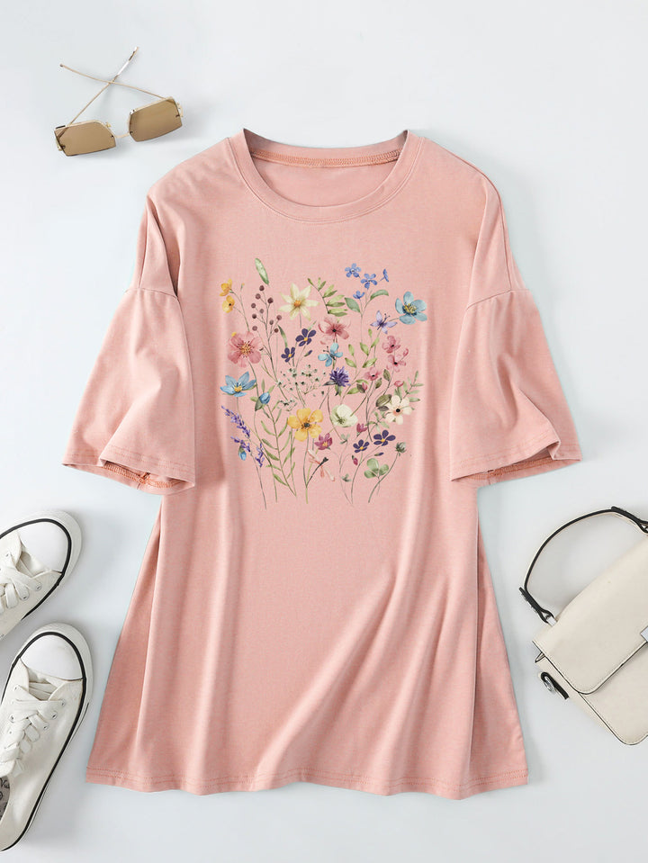 Kvinder Casual Sommer Bluse Skjorte med Blomsterprint Stilla