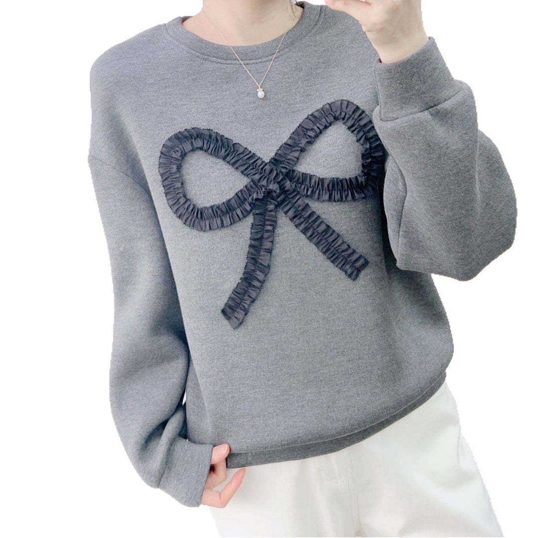 Dame sweatshirt med dekorativt flæse design Stilla