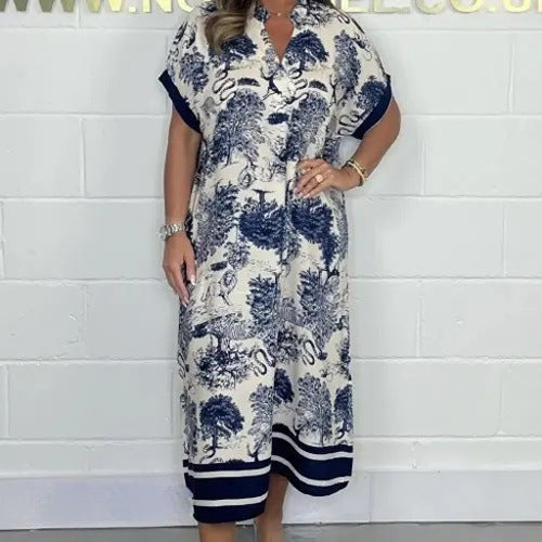 Stilla | Printed-Dress Sommer Trykt Løs Kortærmet Kjole