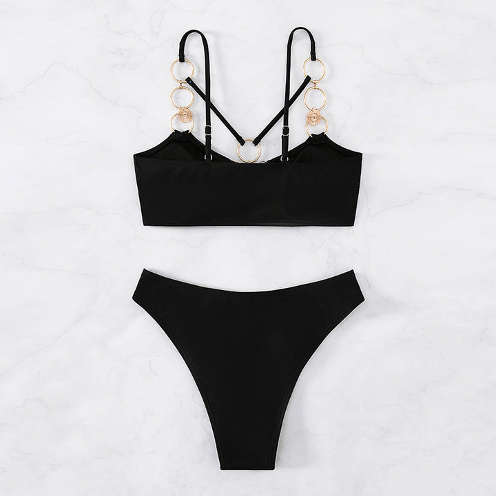 Dame To-delt Bikini-sæt med dekorerede ringe og innovativ snøring Stilla