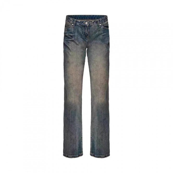 Kvinder Vintage Højtaljede Lige Jeans Stilla