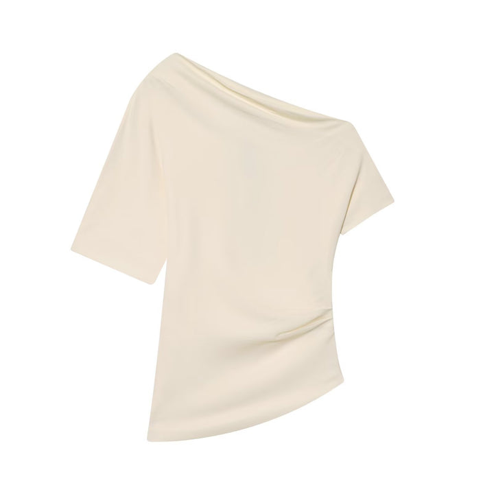 Dame asymmetrisk top med elegant drapering Skovae