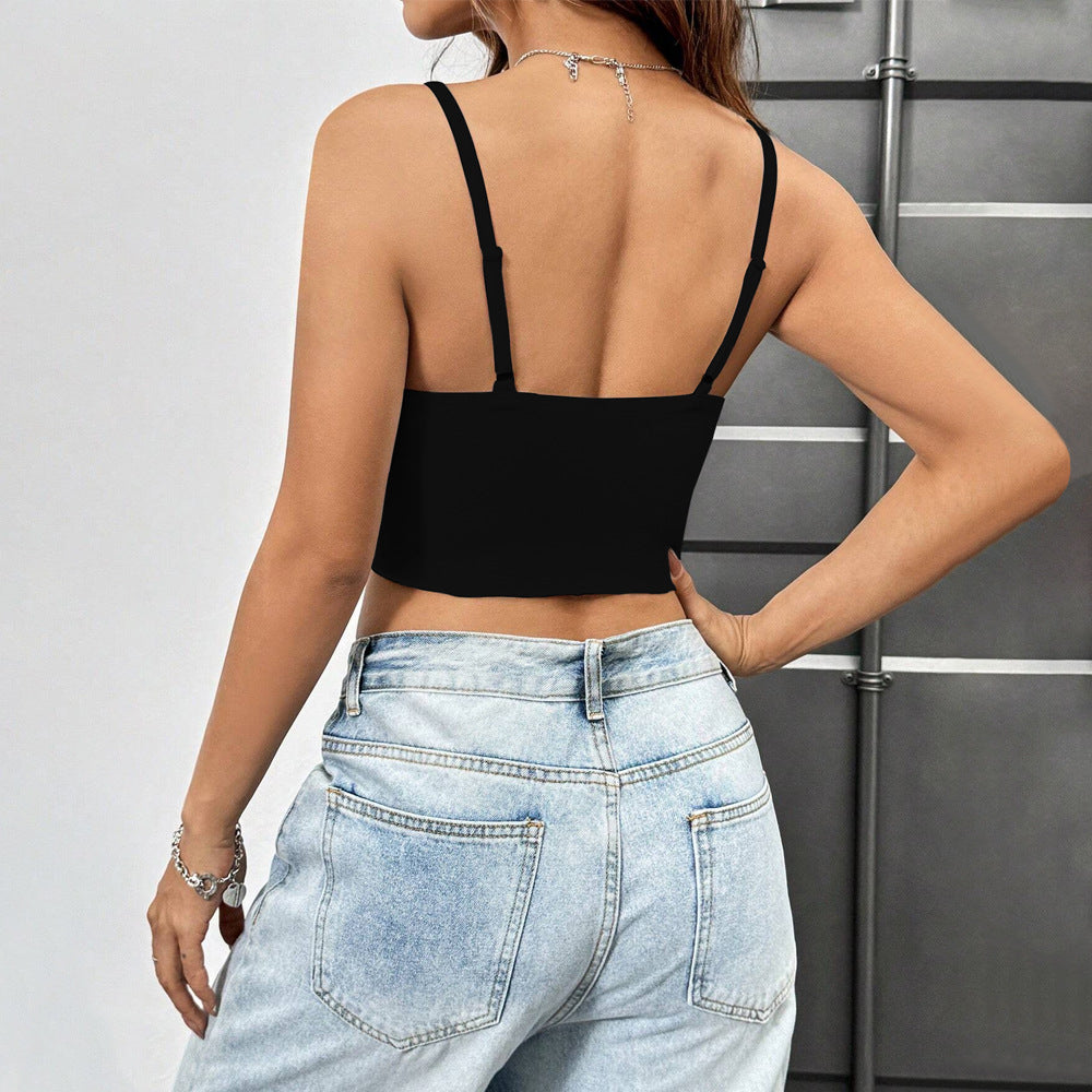 Dame Crop Top med elegant knude-design og dyb udskæring Stilla