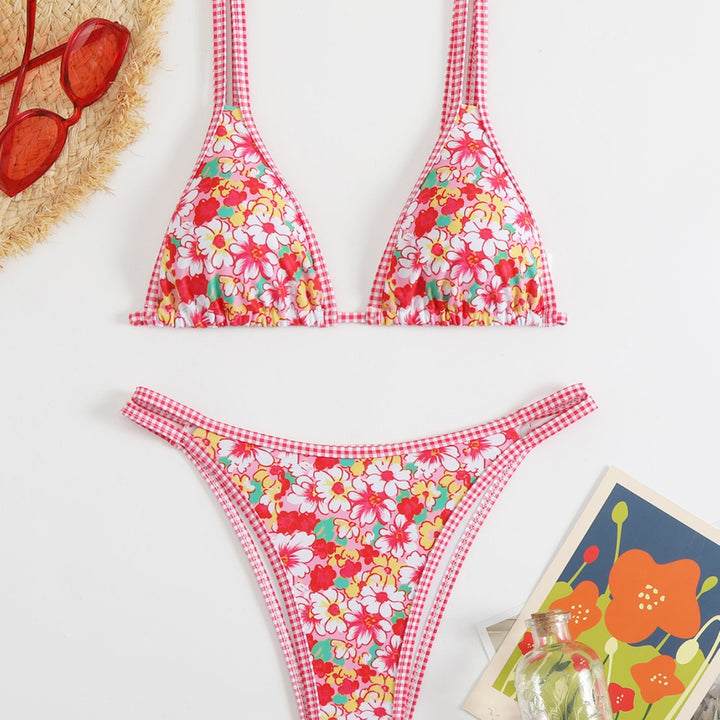 Dame Livligt Blomsterdesign Trekant Bikini Sæt Stilla