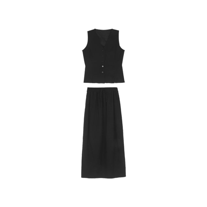 Dame flot vest med dekorativ knapdetalje og elegant drapering Stilla
