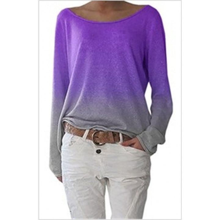 Kvindernes Oversized Sweater med Ombre Design og Bred Rund Udhuling Stilla