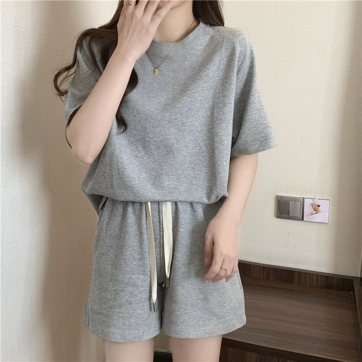 Femme Crop Relaxed Fit Lounge Set med snoretræk detalje Stilla