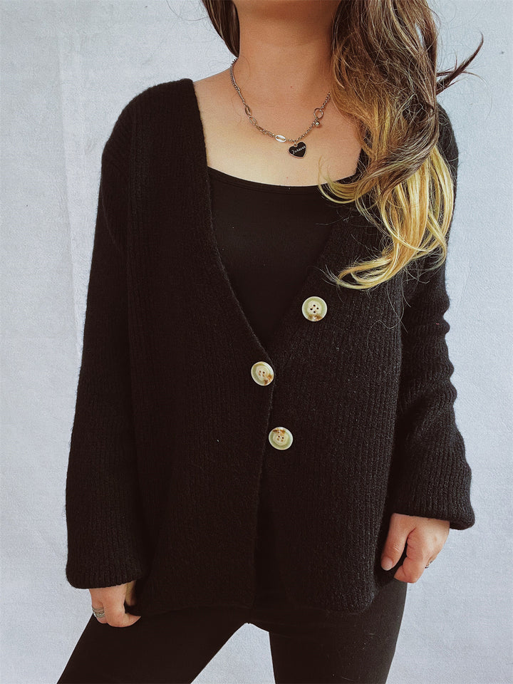 Damer hyggelig cardigan med store knapper og struktureret design Stilla