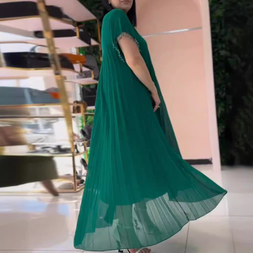 Dame maxikjole med elegant plissering og raffinerede detaljer Stilla