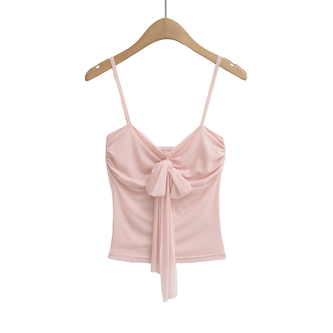 Damer bomulds crop-top med legende knude og sart stropdesign Stilla