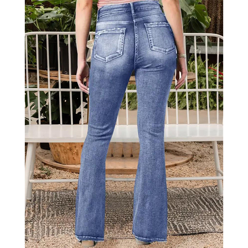 Skovae | Populære vinpluknings sideknap høj talje skinny jeans