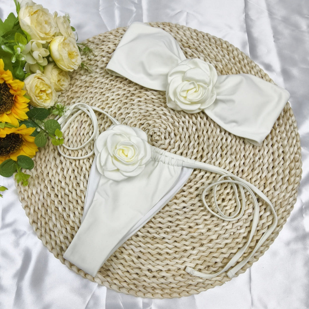 Dame Bikini-sæt med blomster top og sidesnore Stilla