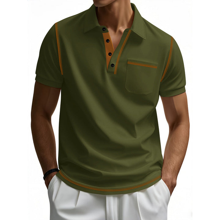 Herre Poloshirt med kontrasterende accenter og praktisk brystlomme Stilla