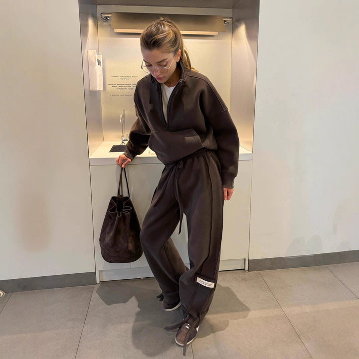 Kvinder Casual Oversized Lounge Sweatjakke og Joggingbuks Sæt Stilla