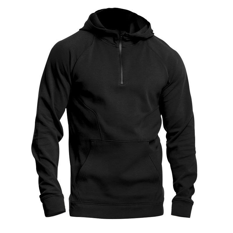 Herrer sports sweatshirts med halv lynlås og kængurulomme Stilla