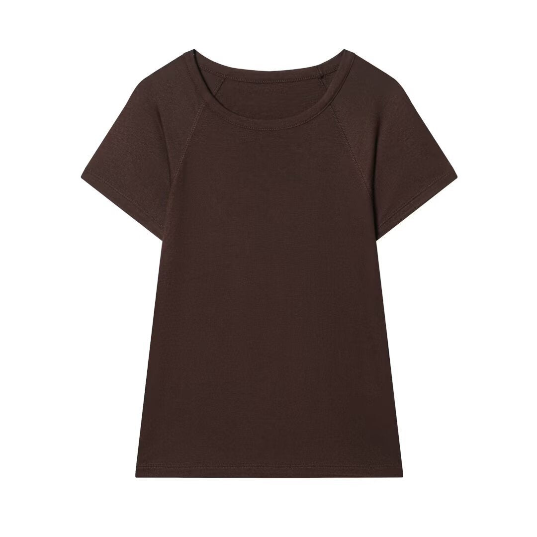 Dame Casual T-shirt med rund halsudskæring og behagelige raglanærmer Skovae