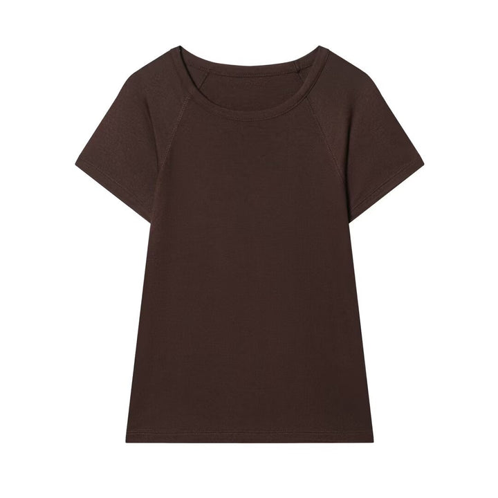 Dame Casual T-shirt med rund halsudskæring og behagelige raglanærmer Skovae