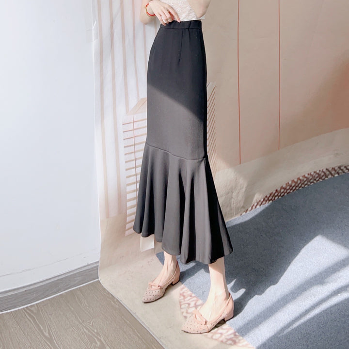 Dame elegant Maxined skirt med ruffles design og sidelæg Stilla
