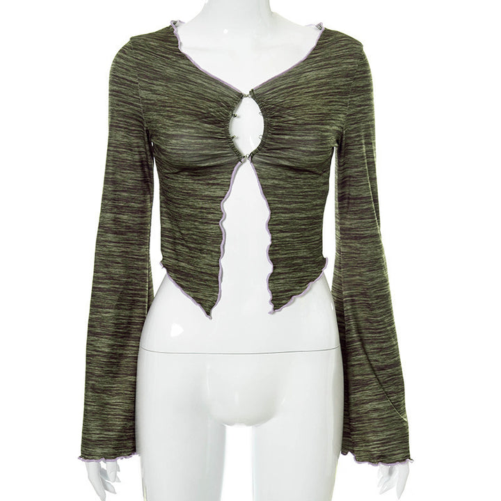 Dame kreativ langærmet top med asymmetrisk cut-out-design Stilla