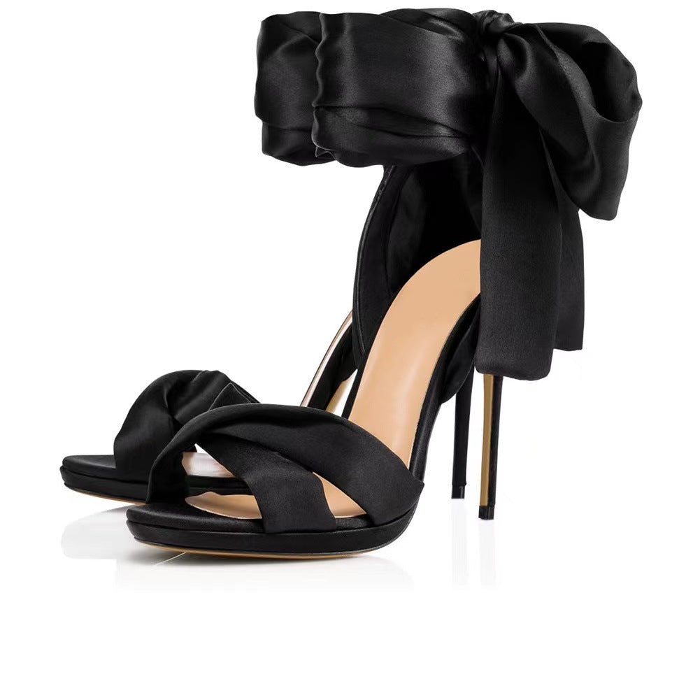Femme Elegante Satinbånd Stiletto Sandaler Stilla