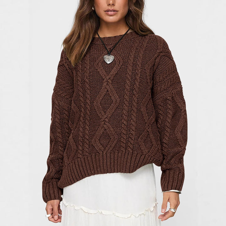 Kvinnernes chunky strikkede sweater med kabeldesign Stilla