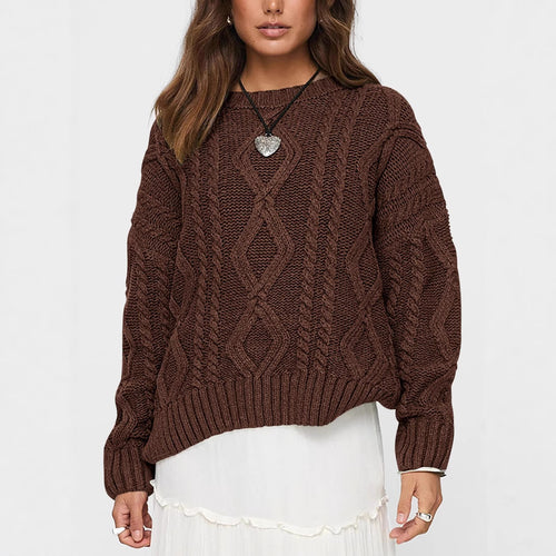 Kvinnernes chunky strikkede sweater med kabeldesign Stilla