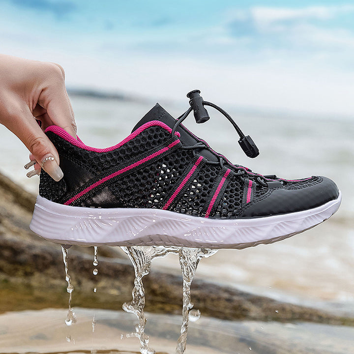 Dame nan åndbart netstof sneakers med snørebånd lukning, ultralet EVA fleksibel sål og polstret hælkant Skovae