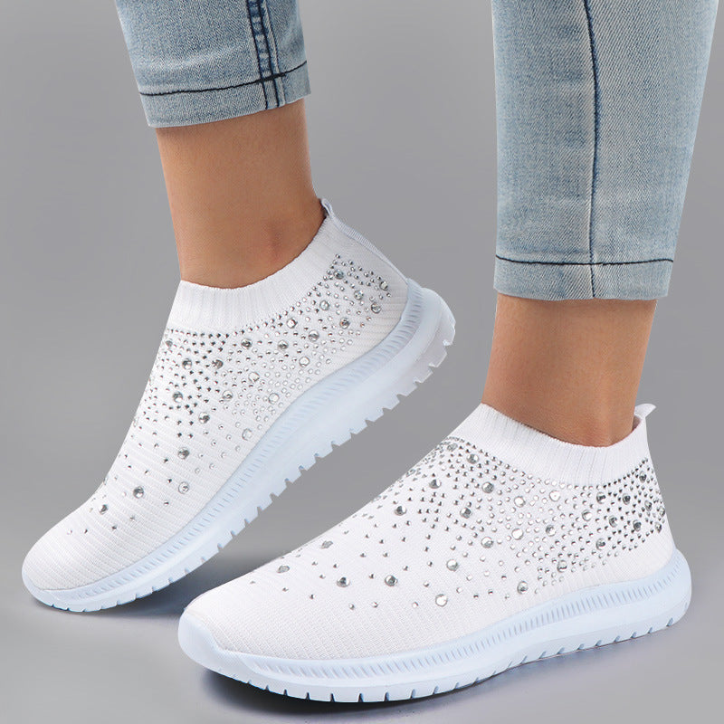 Dame Sneakers med funklende strassudsmykning og elastisk pasform Stilla