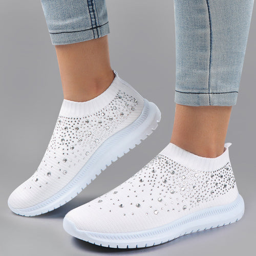 Dame Sneakers med funklende strassudsmykning og elastisk pasform Stilla