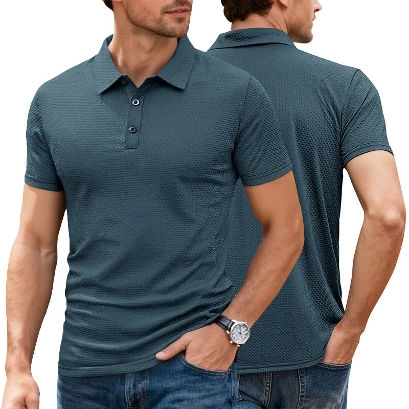 Herrer nano struktureret mikrojacquard-polo-shirt med slank pasform og elastisk komfortstretch Skovae