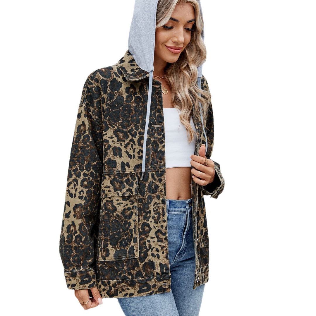 Dame Oversized Jeansjakke i moderne Leo-design med afslappet snit Stilla