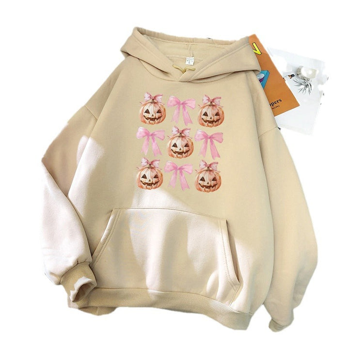 Kvinders Hoodie med Munter Græskar Design Skovae
