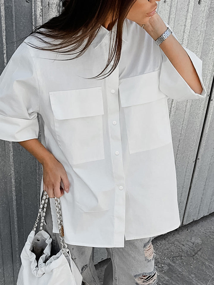 Dame Oversized Skjorte med praktiske brystlommer og casual snit Stilla