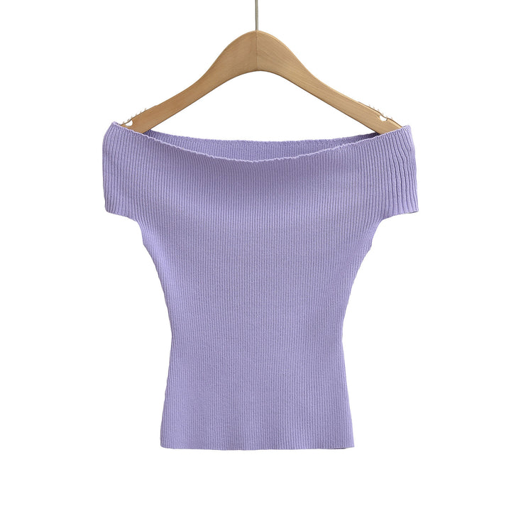 Dame Off-Shoulder Top i fint ribbet materiale Stilla