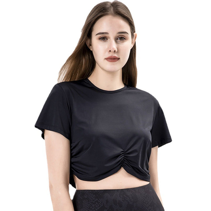 Dame sporty cropped T-shirt med ruching Stilla