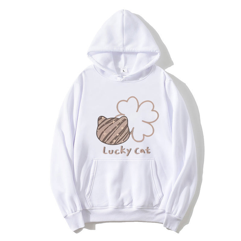 Kvinders hoodie med kreativ kat design og heldig motiv Skovae