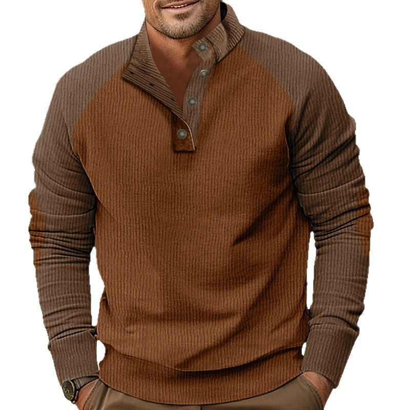 Herre afslappet pullover med ståkrave og struktureret materiale Stilla