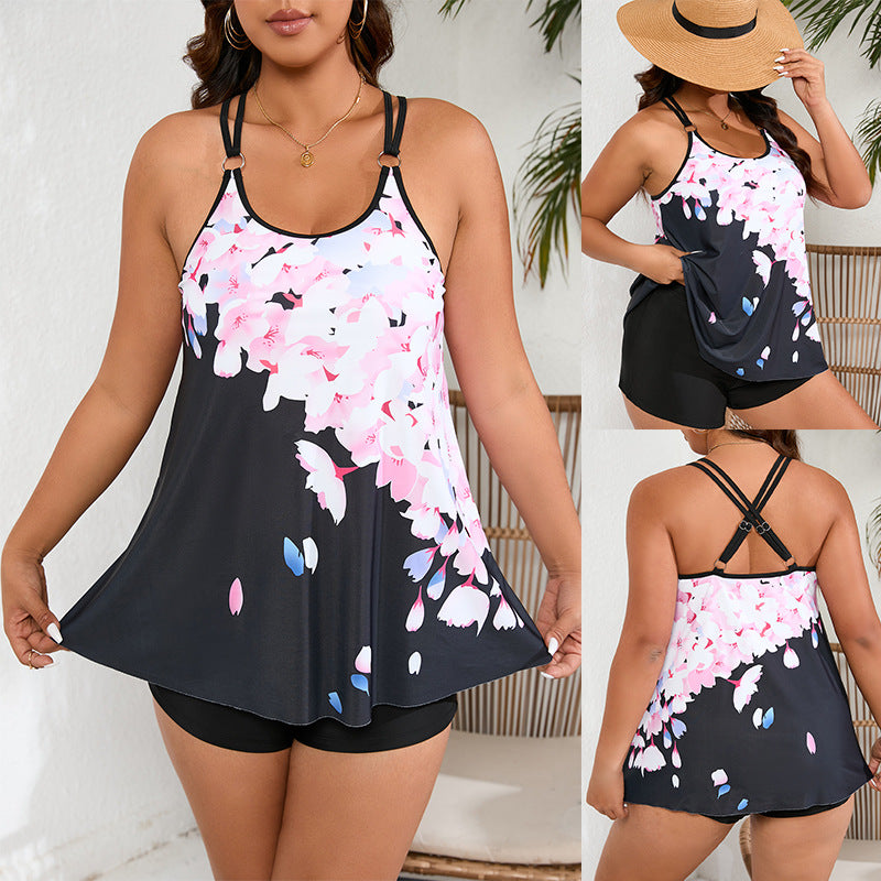 Dame Tankini-top med blomsterdesign og flatterende snit Skovae