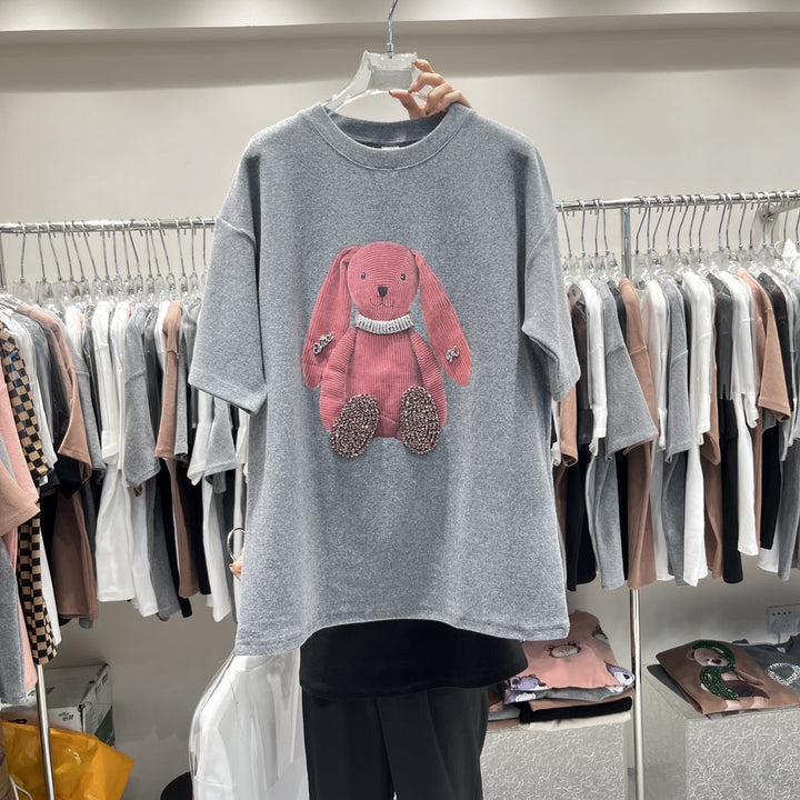 Dame T-shirt med betagende dyremotiv og glitrende detaljer Stilla